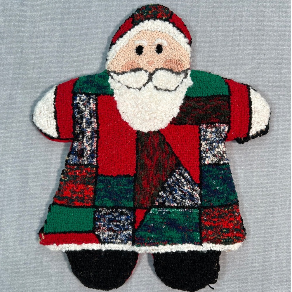 Patchwork Santa Wall Hanging Christmas Holiday Decor 2007 Hand Crafted Whimsy